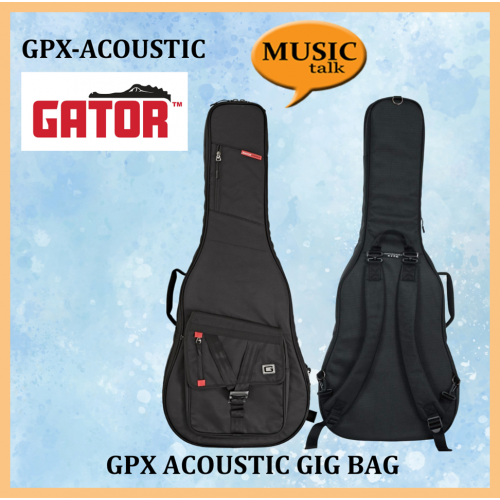 Gator Acoustic Guitar Bag GPX-ACOUSTIC-BLACK 20mm Thick Foam Padding Covered with Plush Micro-Fleece Lining