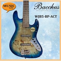 Bacchus 5 String Bass Guitar WJB5-BP-Act Blue Roasted Maple Neck with free bag