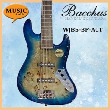 Bacchus 5 String Bass Guitar WJB5-BP-Act Blue Roasted Maple Neck with free bag