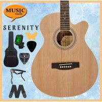 Serenity Beginner Acoustic Guitar Satin Natural Free Bag, Strap Capo Pickcase pick Tuner