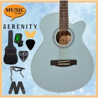 Serenity Beginner Acoustic Guitar Satin Blue Free Bag, Strap Capo Pickcase pick Tuner