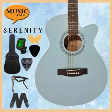 Serenity Beginner Acoustic Guitar Satin Blue Free Bag, Strap Capo Pickcase pick Tuner