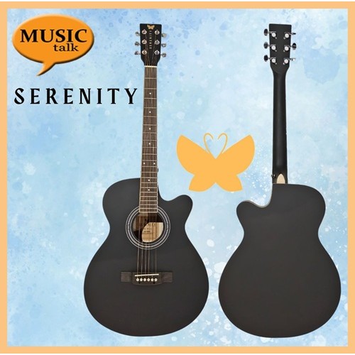 Serenity Beginner Acoustic Guitar Satin Black Free Bag,