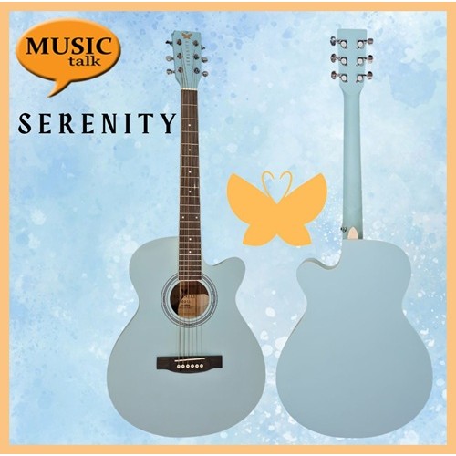 Serenity Beginner Acoustic Guitar Satin Blue Free Bag, Strap Capo Pickcase pick Tuner