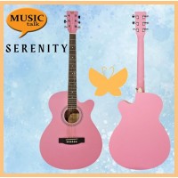 Serenity Beginner Acoustic Guitar Satin Pink Free Bag, Strap Capo Pickcase pick Tuner