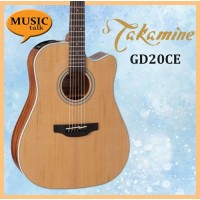 Takamine Electric Acoustic Guitar GD20 CE Natural Solid Cedar Top Okoume Side and Back with Preamp