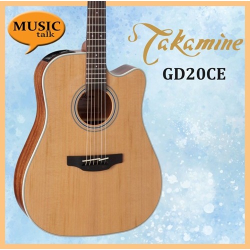 Takamine Electric Acoustic Guitar GD20 CE Natural Solid Cedar Top Okoume Side and Back with Preamp