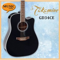 Takamine GD34CE Black Electric Acoustic Guitar Solid Spruce Top with gig bag