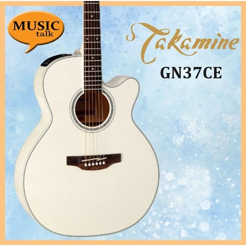 Takamine GN37CE-PW Electric Acoustic Guitar Pearl White Solid Spruce Top Maple Side and Back with gig bag