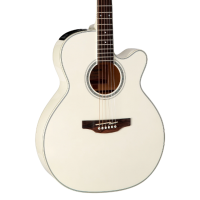 Takamine GN37CE-PW Electric Acoustic Guitar Pearl White Solid Spruce Top Maple Side and Back with gig bag