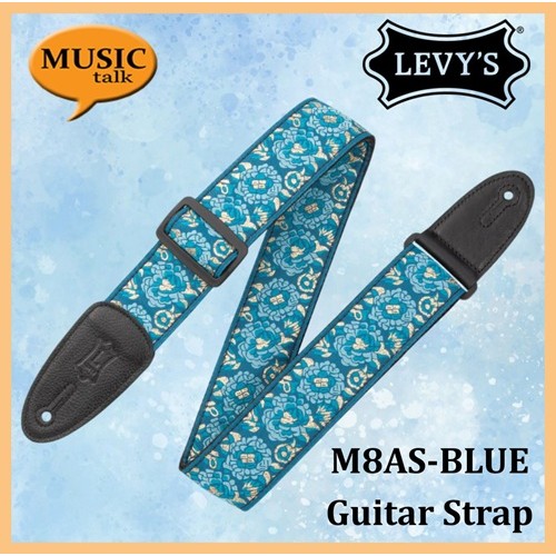 Levys Guitar Strap M8AS-BLUE  Asian Jacquard Weave 2 Inch wide Made In  Canada