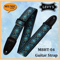 Levys Guitar Strap Hootenanny Jacquard Blue M8HT-04 2 Inch wide Made In Canada
