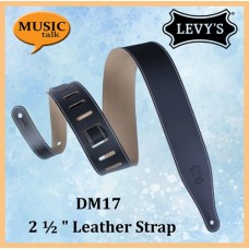 Levys Guitar Leather Strap DM17-BLK  Black 2 1/2 Inch Wide Made In Canada