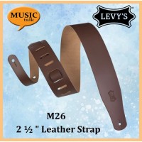 Levys Guitar Leather Strap M26-Brown 2 1/2 Inch Wide Made In Canada
