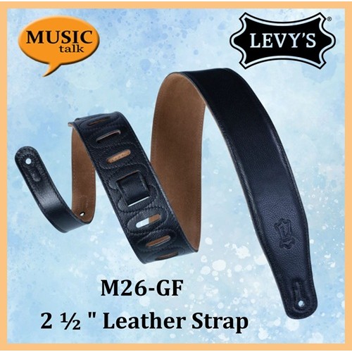 Levys Guitar Leather Strap M26GF-black 2 1/2 Inch Wide Made In Canada