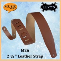 Levys Guitar Leather Strap M26-Walnut 2 1/2 Inch Wide Made In Canada