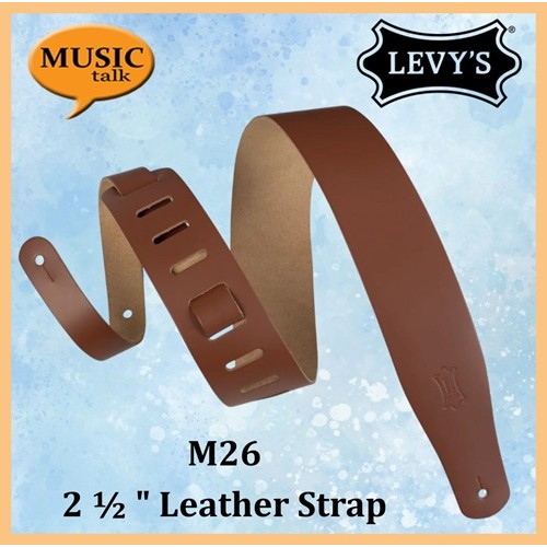 Levys Guitar Leather Strap M26-Walnut 2 1/2 Inch Wide Made In Canada