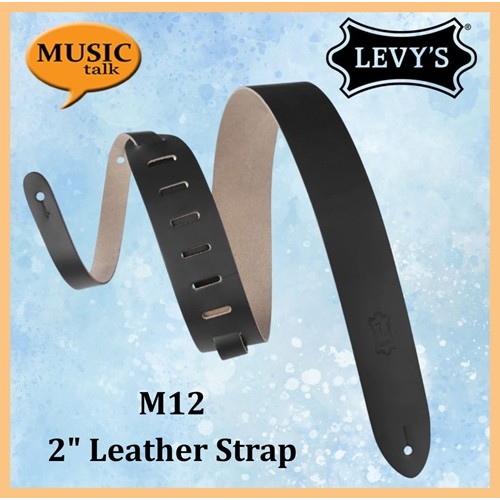 Levys Guitar 2 Inches Wide Leather Strap M12 Black Made In Canada