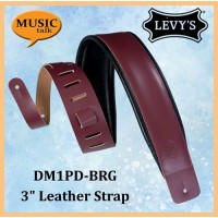 Levys Guitar Leather Strap DM1PD-BRG burgundy 3 Inch Wide Made In Canada