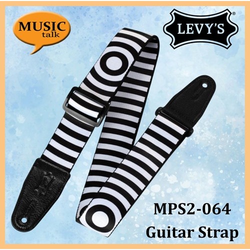 Levys Guitar Strap MPS2-064 2 Inch wide Vertigo, Black & White motif Made In Canada
