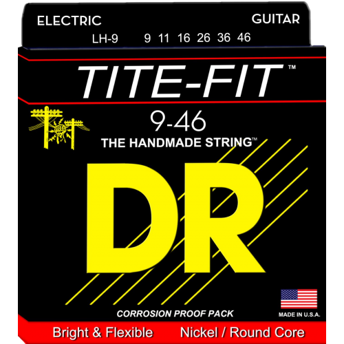 DR String 9-46 for Electric Guitar Nickel round Core Bright and Flexible Tite-Fit