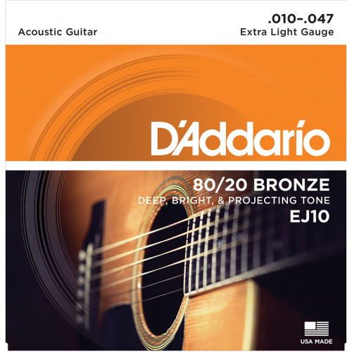 DAddario 80/20 Bronze Acoustic Guitar String 10-48  EJ10