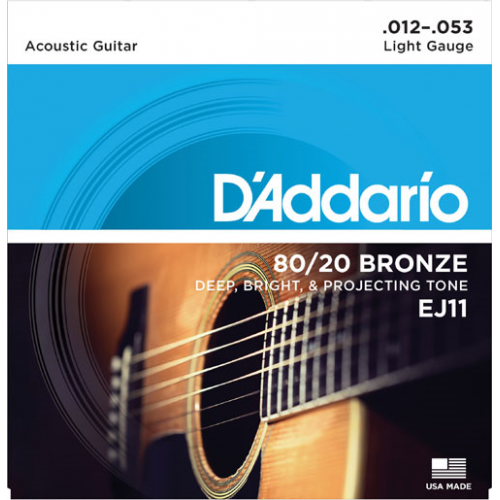 DAddario 80/20 Bronze 12-53 light gauge Acoustic Guitar String EJ11 