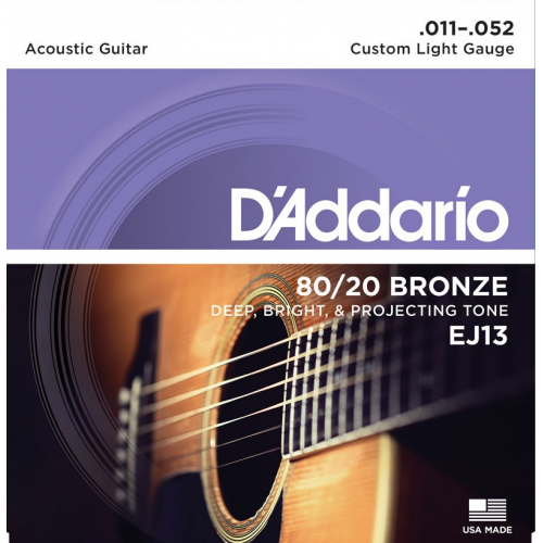 DAddario 80/20 Bronze 11-52 Acoustic Guitar String EJ13