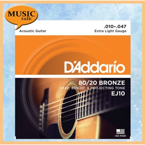 DAddario 80/20 Bronze EJ10 Acoustic Guitar String 10-47