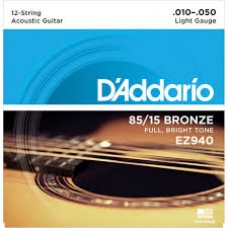 DAddario 85/15 Bronze Acoustic 12 String EZ940 Gauge(10-50)