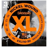 D'Addario Nickel Wound 3 Sets Electric Strings EXL110-3D Gauge(10-46)