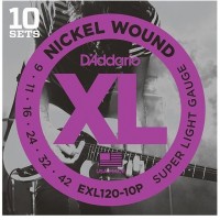D'Addario Nickel Wound 10 pack  Electric Strings EXL120-10P Gauge(9-42)